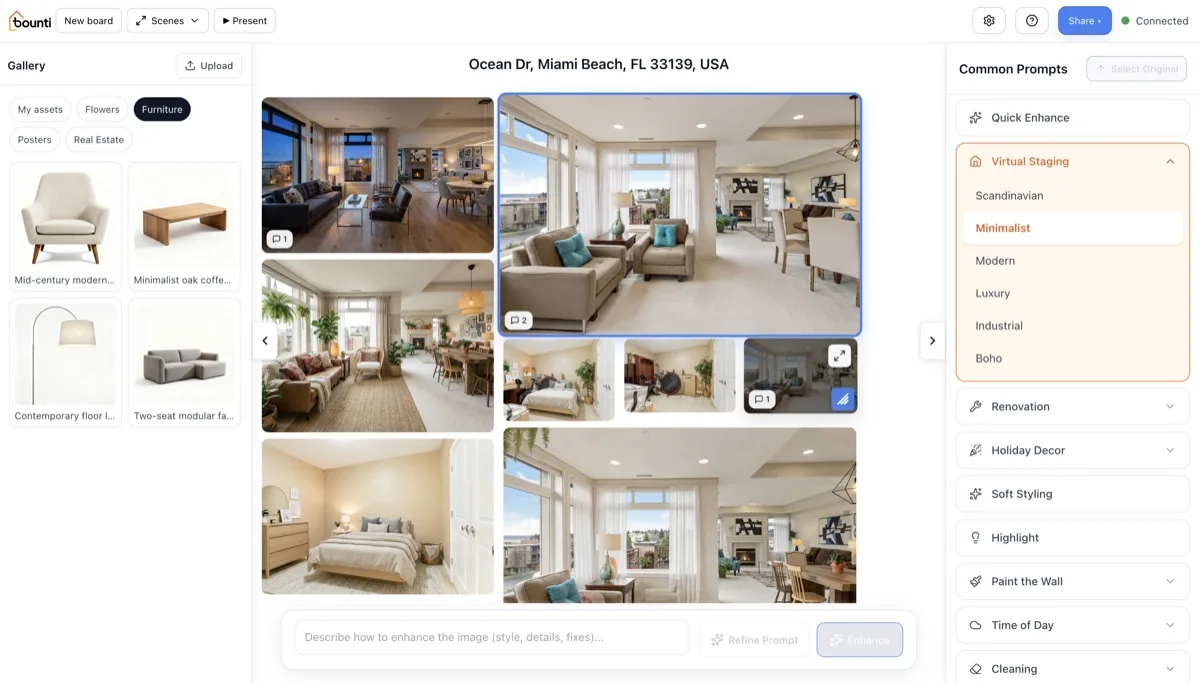 Client Studio collaborative workspace showing property gallery